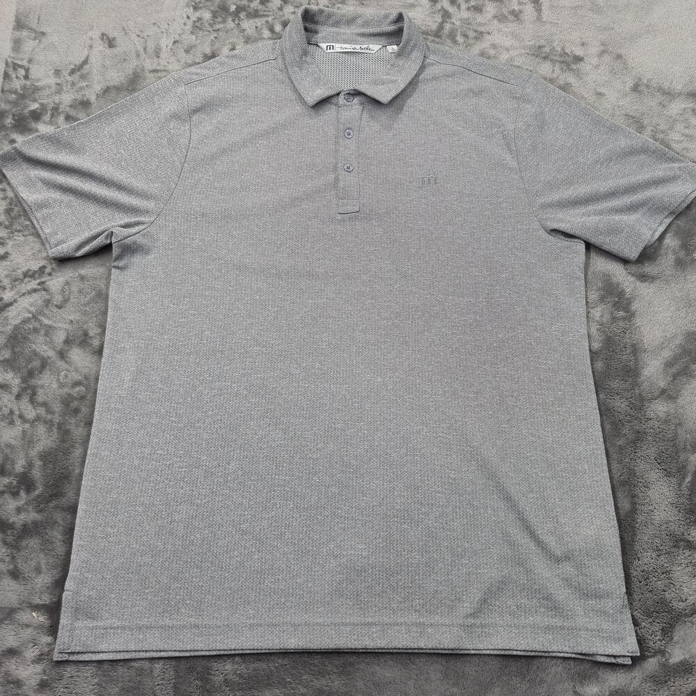 TravisMathew Polo Shirt Mens Large Gray Heather Performance Golf Stretch Logo